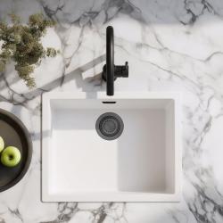 Beli Pomivalno Korito 50x40 cm Podgradnja, Nadgradnja in Ravna Vgradnja z Gun Metal Čepom 1208970529