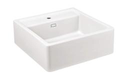 Ausmann Keramična Panor Shade Keramično Bela Butler Pomivalno Korito - Podgradna in Vgradna 630 x 597 mm z odprtino za pipo in Belo zaporko 1208970556