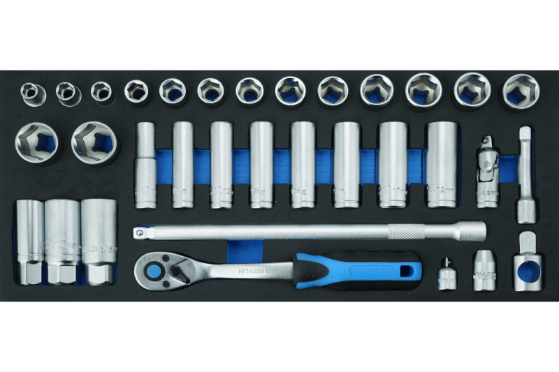 3/8" set orodij za ragljo, 33 kosov, EVA-vložek.