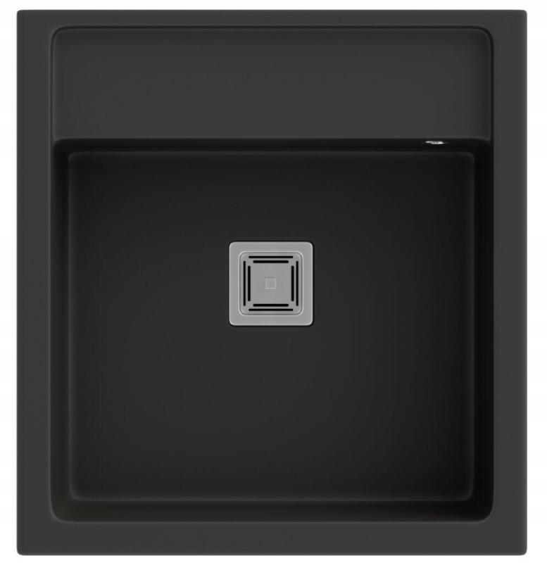 Graniteland Arno Granitno Črno Pomivalno Korito Vgradno 582x620mm z Inox Kvadratnim Čepom 1208970602