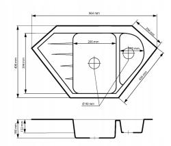 Graniteland Amiata Granitni beli kotni pomivalni korit 965x496 mm z nerjavečim pokrovom 1208970622