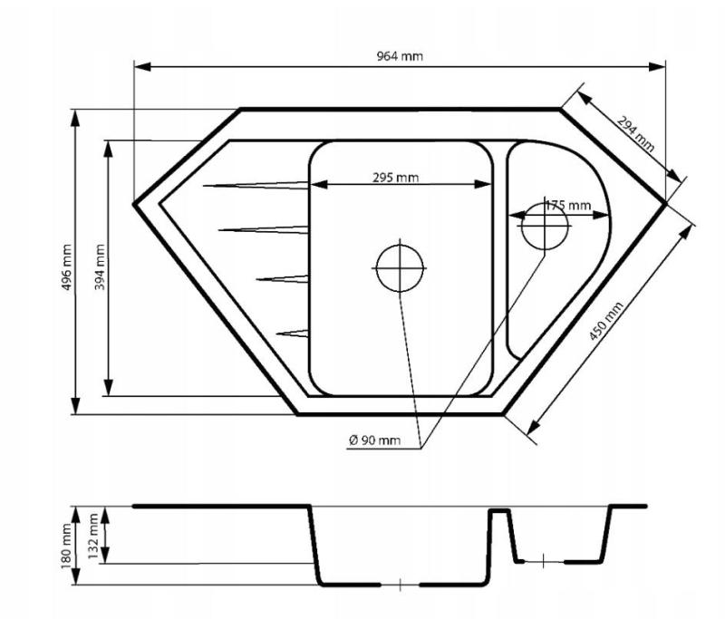 Graniteland Amiata Granitni beli kotni pomivalni korit 965x496 mm z nerjavečim pokrovom 1208970622