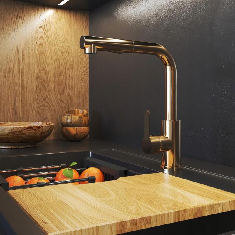 Graniteland Celeste Kuhinjska Armatura Baker z Izvlečnim Izlivom in Dvostransko Funkcijo Ročne Prhe 1208970665