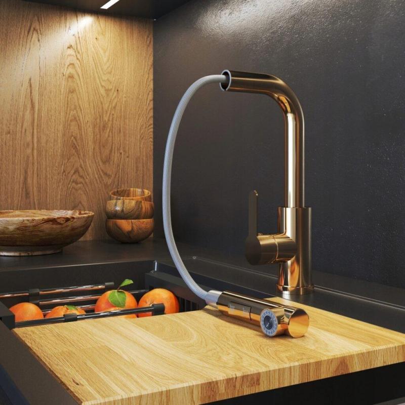 Graniteland Celeste Kuhinjska Armatura Baker z Izvlečnim Izlivom in Dvostransko Funkcijo Ročne Prhe 1208970665