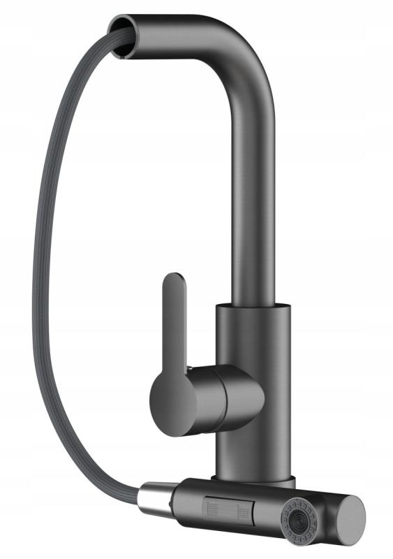 Graniteland Celeste Kuhinjska armatura Gun metal z izvlečno izlivno cevjo in dvofunkcijsko ročno prho 1208970666