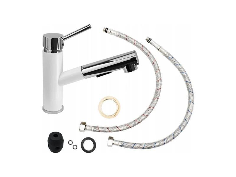 Graniteland Ceres Kuhinjska Armatura Bela z Izvlečno Izlivko in Dvojno-Funkcijsko Ročno Prho 1208970709