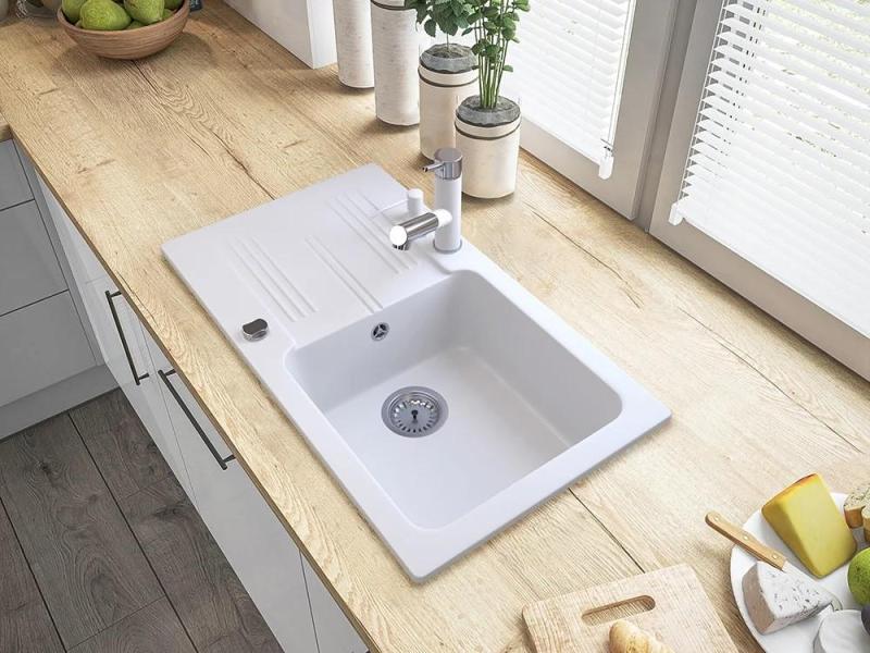 Graniteland Ceres Kuhinjska Armatura Bela z Izvlečno Izlivko in Dvojno-Funkcijsko Ročno Prho 1208970709