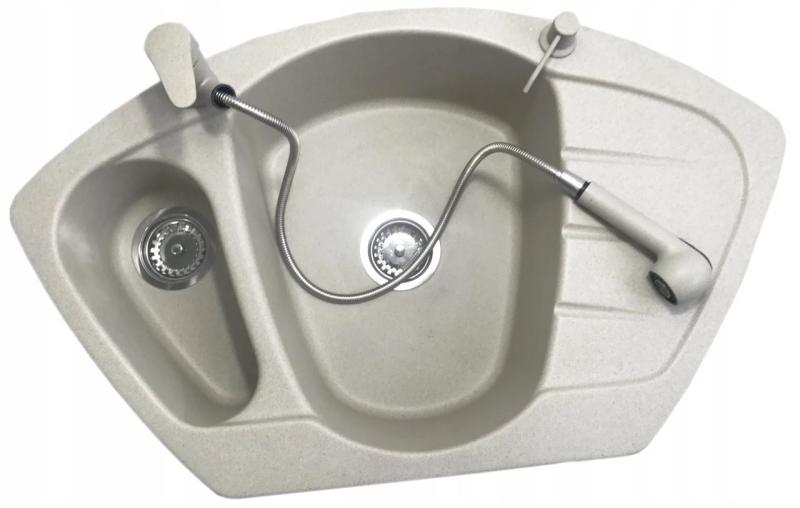 Graniteland Rhea Kuhinjska mešalna pipa Bež pesek z Iztisljivim Izlivom in Dvojno-Funkcionalno Ročno prho 1208970713