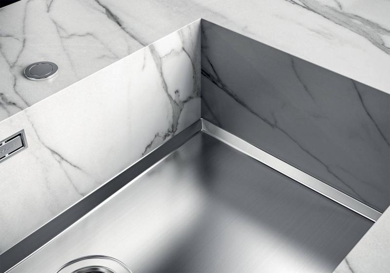 Foster Phantom Base RVS Bodemplaat Werkblad Spoelbak 71x40cm voor Inbouw in Keramiek, Natuursteen en Solidsurface dikte 12mm 1208970721