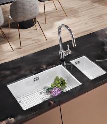 Ausmann Keramische Ember Bela keramična polkrožna umivalnik nadpultna in podpultna 174 x 400 mm z nerjavečim jeklenim čepom 1208970734