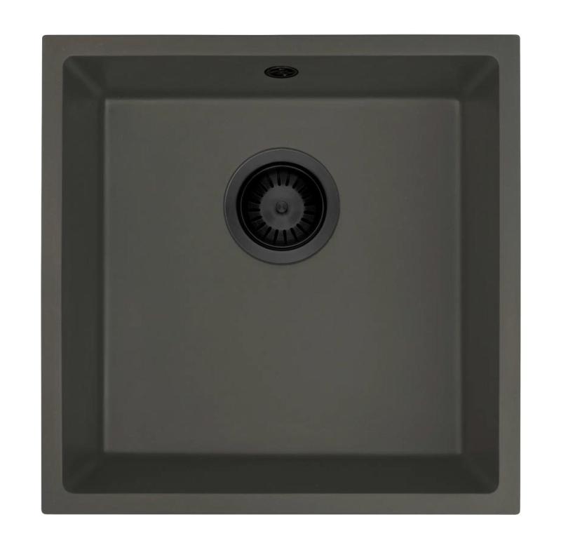 GraniteMy Universal Granit Siva, temna Umetniško korito 40x40 cm Nadgradnja, Podgradnja in Vgradnja s črnim čepom 1208970747