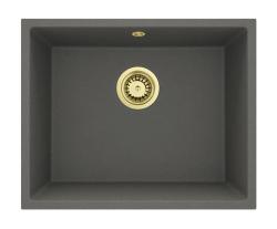 GraniteMy Universal granit v sivi barvi, temen Umivalnik 50x40 cm Nadgradnja, Podgradnja in Ravna vgradnja z zlatim čepom 1208970756