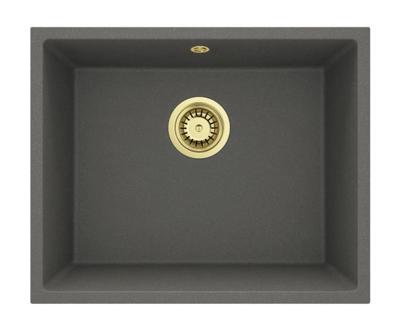 GraniteMy Universal granit v sivi barvi, temen Umivalnik 50x40 cm Nadgradnja, Podgradnja in Ravna vgradnja z zlatim čepom 1208970756