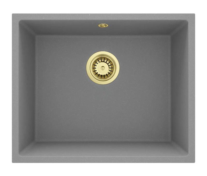 GraniteMy Universal Granitni sivi pomivalno korito 50x40 cm Nadgradnja, Podgradnja in Vgradnja s zlatim čepom 1208970760