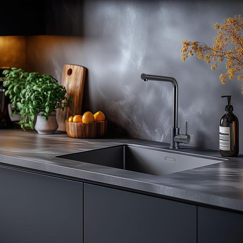 Pure.Sink Prestige Komplet Gun metal pomivalno korito 50x40 cm z Gun metal kuhinjsko pipo 1208970763