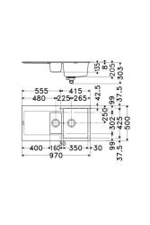Franke Maris MRG 651 Fragranite Mat Črna 1,5 Umivalnik 97 x 50 cm Nadgradnja z Odcejalnikom 114.0628.993