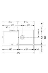 Franke Maris MRG 611-97 Fragranite Mat Črna Pomivalno Korito 97 x 50 cm Nadgradnja z Odcejevalnim Delom 114.0628.967