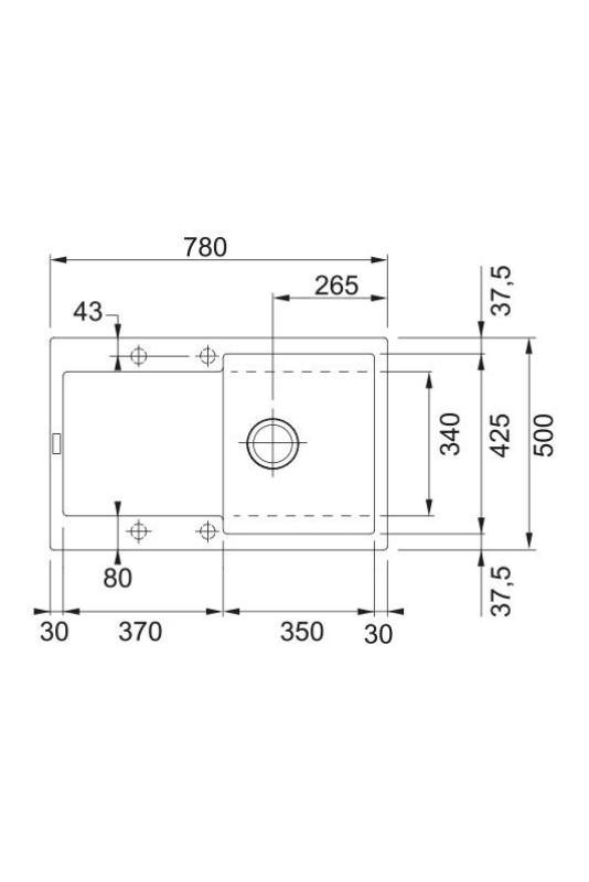 Franke Maris MRG 611-78 Fragranite Mat Črna Pomivalno korito 78 x 50 cm Vgradnja z Odcejevalnim delom 114.0628.968