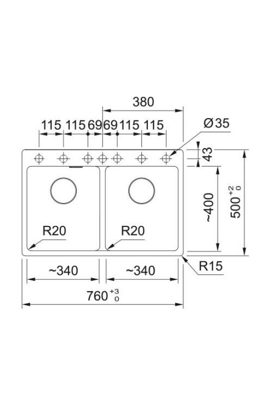 Franke Maris MRG 620 TL Fragranite Mat Črna Dvojno Pomivalno Korito 76 x 50 cm Vgradnja z Luknjo za Pipo 114.0668.738