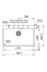Franke Maris MRG 610-70 TL Fragranite Mat Črna Pomivalno Korito 78 x 50 cm Nadgradnja z Luknjami za Pipo 114.0668.727
