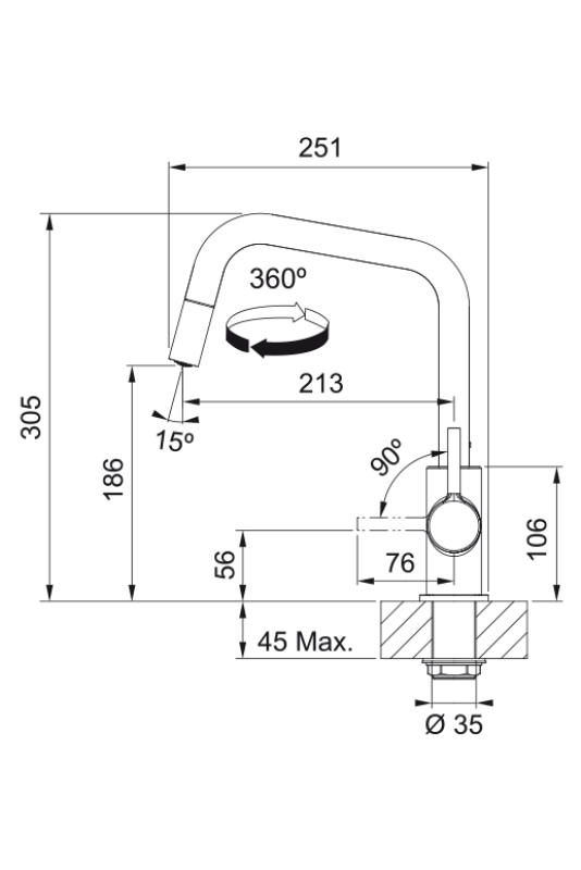 Franke Lina U Kuhinjska pipa Krom Izvlečni Izliv 115.0728.476