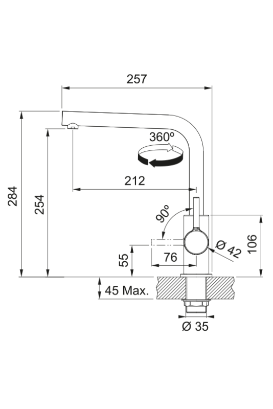 Franke Lina L Kitchen Faucet Swivel Spout Chrome 115.0693.230
