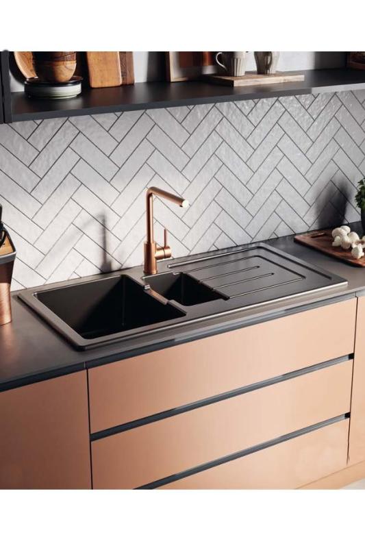 Ausmann Ceramic Sylva 1,5 Keramično Črno mat Pomivalno Korito z Odcejevalnikom 1000 x 500 mm 1208971127