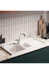 Ausmann Ceramic Crest 1,5 Keramično Belo Pomivalno Korito z Odcejalnikom 995 x 497 mm 1208971131