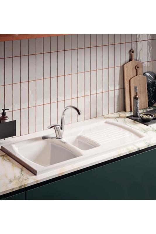 Ausmann Ceramic Crest 1,5 Keramično Belo Pomivalno Korito z Odcejalnikom 995 x 497 mm 1208971131