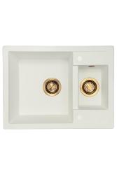 GraniteMy Smart extra plitva 1,5 granitna nadgradna bela umivalnik 58x44cm z bakreno vtičnico 1208970052