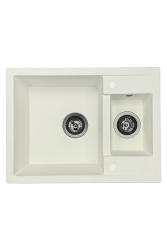 GraniteMy Smart dodatno plitko 1,5 granitno nadgradno belo korito 58x44cm z gun metal čepom1208971225