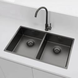 Pure.Sink Prestige Dvojno Gun metal umivalnik 70x40 cm 10mm radij podgradnja, vgradnja in nadgradnja PPG343440-61