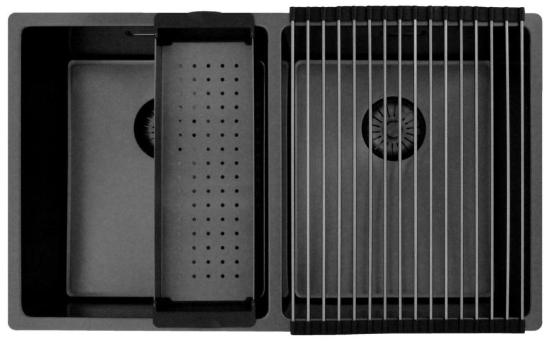 Pure.Sink Prestige Dvojno Gun metal umivalnik 70x40 cm 10mm radij podgradnja, vgradnja in nadgradnja PPG343440-61