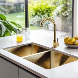 Pure.Sink Prestige Dvojno zlato umivalnik 82x40 cm 10mm radius podpultna, ravna in nadgradnja PPG404040-60