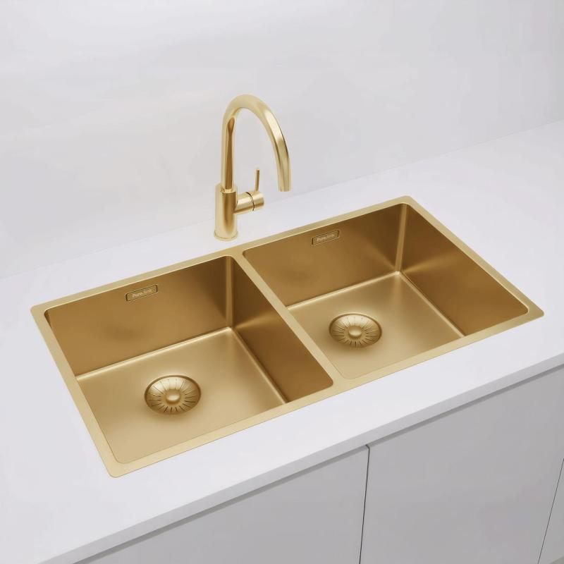 Pure.Sink Prestige Dvojno zlato umivalnik 82x40 cm 10mm radius podpultna, ravna in nadgradnja PPG404040-60
