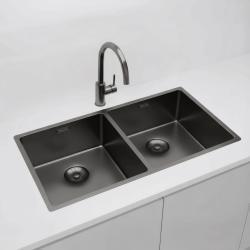 Pure.Sink Prestige Dvojni Gun kovinski umivalnik 82x40 cm 10mm radij podgradnja, ravna gradnja in nadgradnja PPG404040-61
