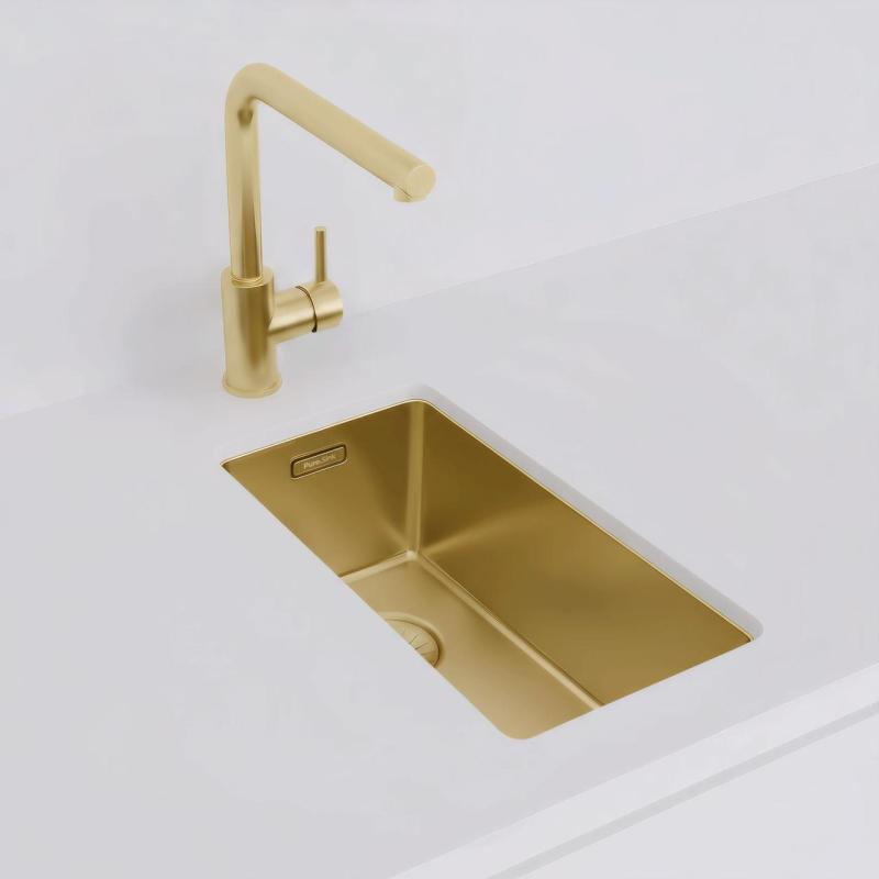 Pure.Sink Exclusivo majhno zlato korito 18x40 cm 10mm polmer podgradnja, ravna vgradnja in nadgradnja PEX1840-60