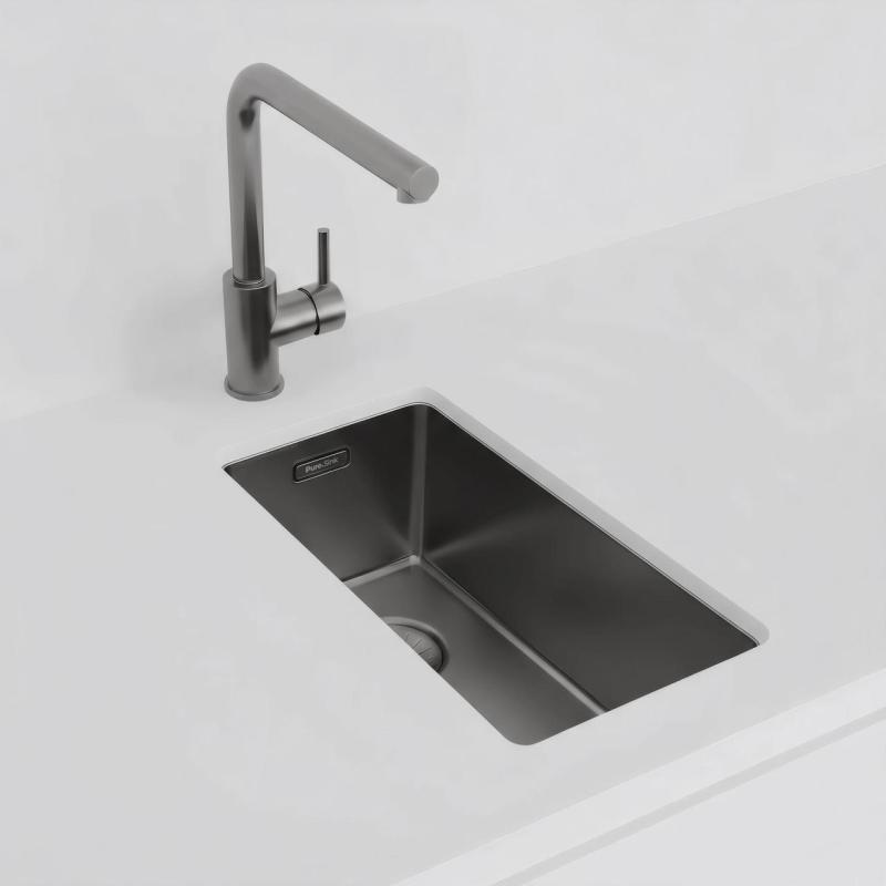 Pure.Sink Exclusivo Gun metal majhno korito 18x40 cm 10mm polmer podgradnja, ravna gradnja in nadgradnja PEX1840-61