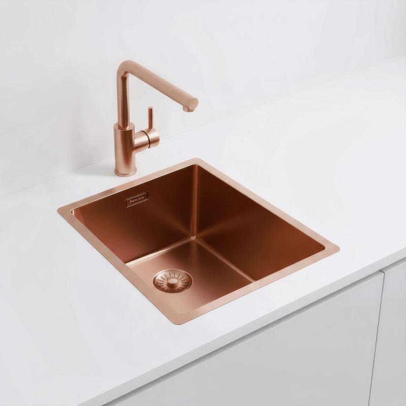 Pure.Sink Exclusivo Bakrena pomivalna korita 34x40 cm 10mm radij podgradnja, vgradnja in nadgradnja PEX3440-62