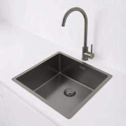 Pure.Sink Exclusivo Gun metal umivalnik 40x40 cm 10mm radij podgradnja, ravna gradnja in nadgradnja PEX4040-61
