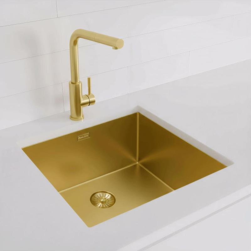 Pure.Sink Exclusivo Zlato korito 45x40 cm 10mm polmer podgradnja, ravna gradnja in nadgradnja PEX4540-60