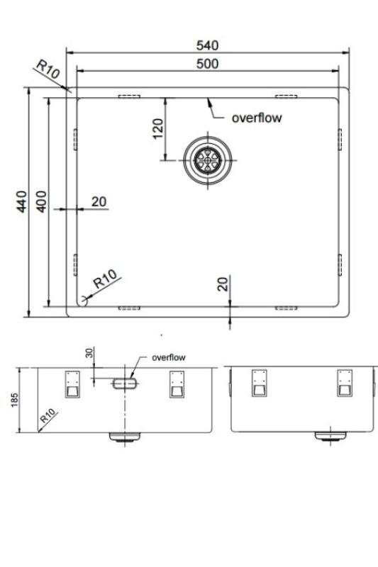 Pure.Sink Exclusivo Bakreni umivalnik 50x40 cm 10mm radij podgradnja, ravna gradnja in nadgradnja PEX5040-62