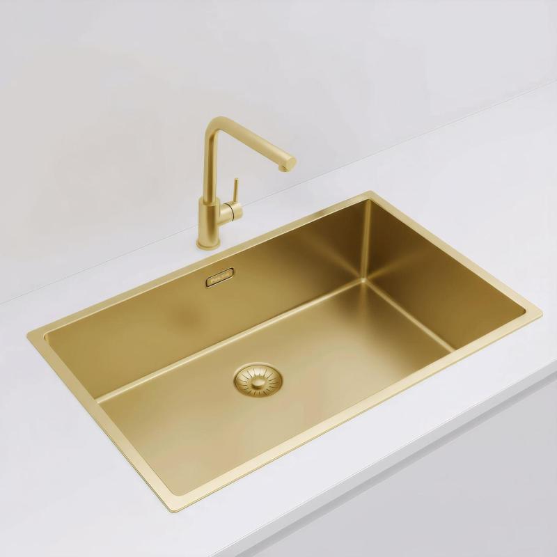 Pure.Sink Exclusivo veliko zlato korito 70x40 cm 10mm radij podgradnja, ravna vgradnja in nadgradnja PEX7040-60