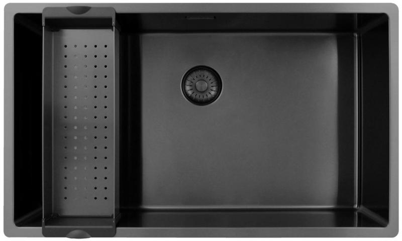 Pure.Sink Exclusivo veliko Gun metal pomivalno korito 70x40 cm 10mm polmer podgradnje, vgradnje in nadgradnje PEX7040-61