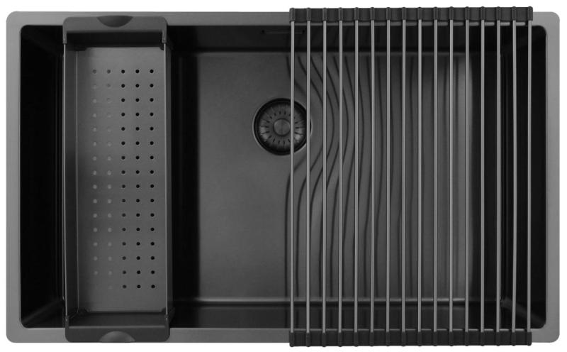 Pure.Sink Exclusivo veliko Gun metal pomivalno korito 70x40 cm 10mm polmer podgradnje, vgradnje in nadgradnje PEX7040-61