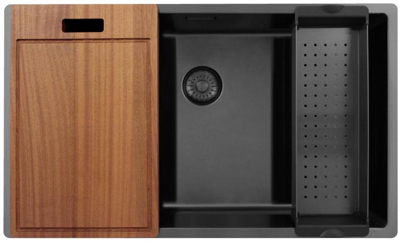 Pure.Sink Exclusivo veliko Gun metal pomivalno korito 70x40 cm 10mm polmer podgradnje, vgradnje in nadgradnje PEX7040-61