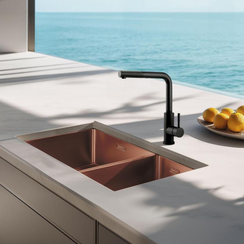 Pure.Sink Exclusivo Bakrena 1,5 en in pol umivalnik 34+18 cm 10mm polmer PEX341840-62