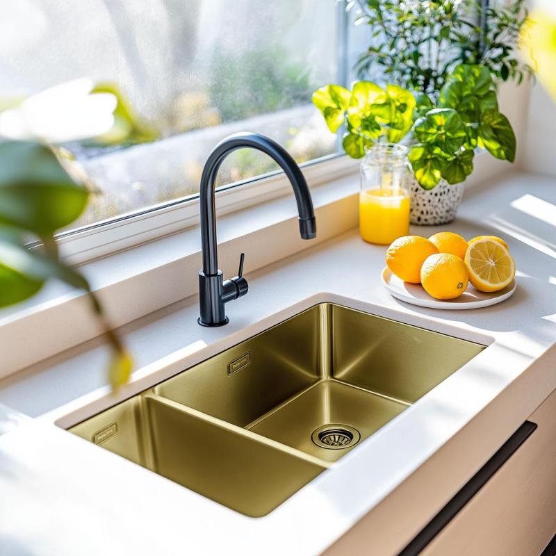 Pure.Sink Exclusivo Zlato 1,5 enainpol umivalnika 18+34 cm 10mm radij PEX183440-60