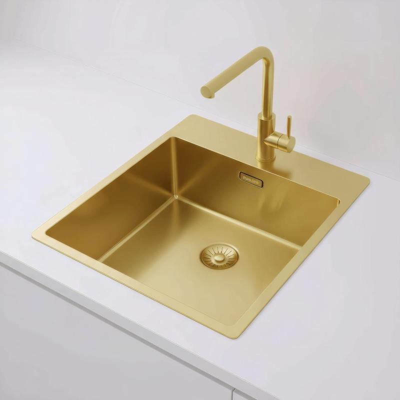 Pure.Sink Exclusivo Zlato korito 44x52 cm Tapwing z odprtino za pipo 10mm radius PEX4040T-60