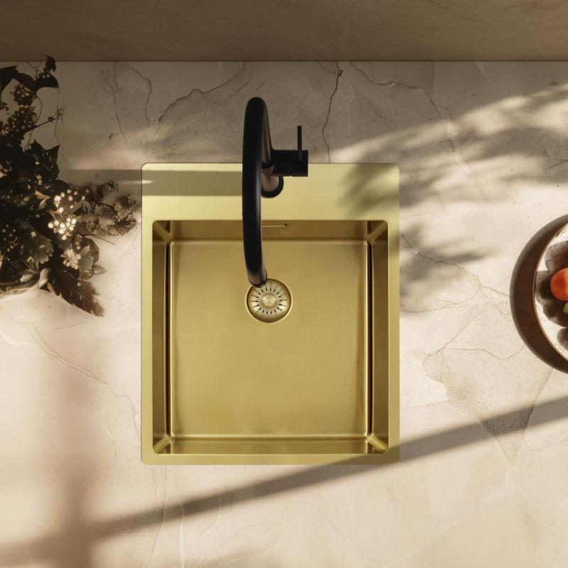 Pure.Sink Exclusivo Zlato korito 44x52 cm Tapwing z odprtino za pipo 10mm radius PEX4040T-60